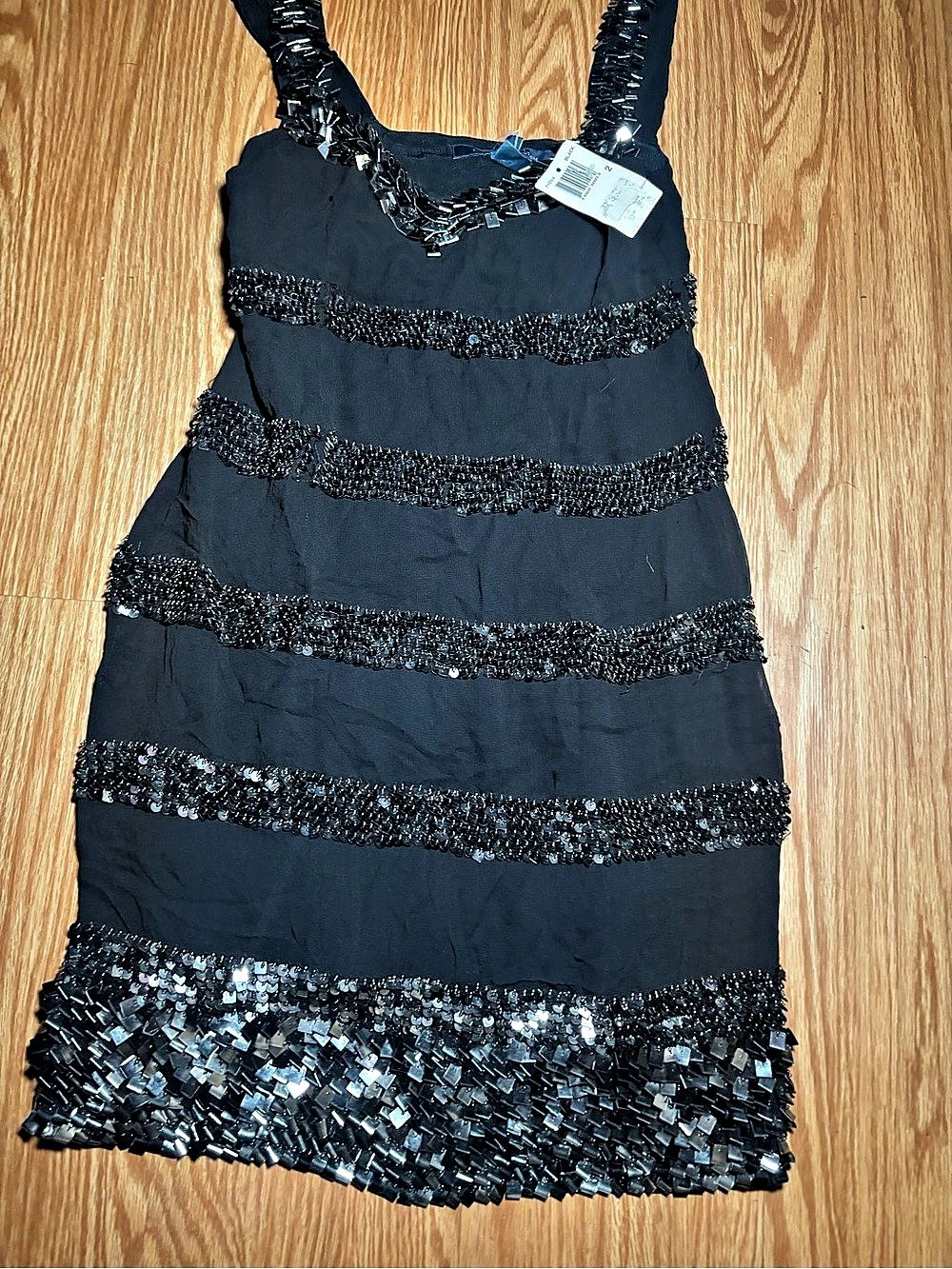Aidan Mattox Sequin Mini Dress in Black Size 2 NWT